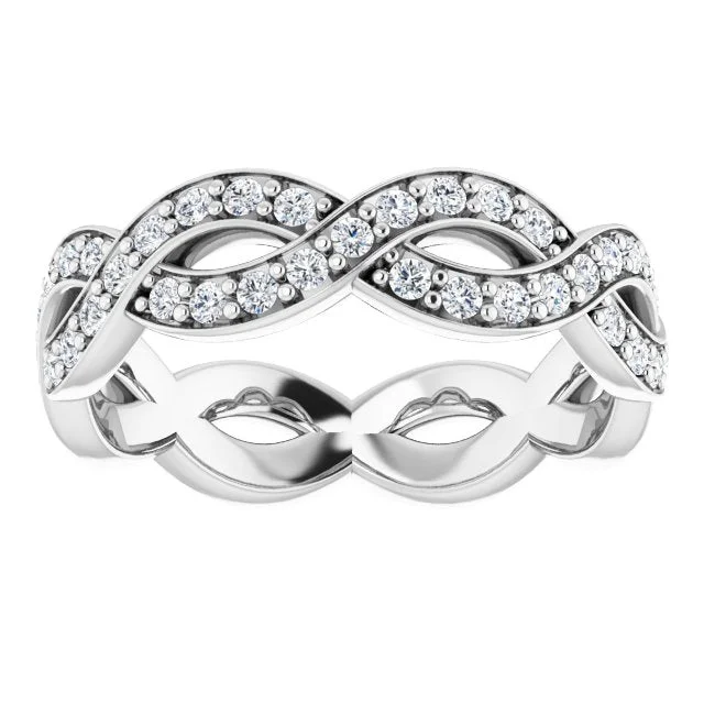 Double Band Ring-0.72 ct. Round Diamond Infinity Style Eternity Band