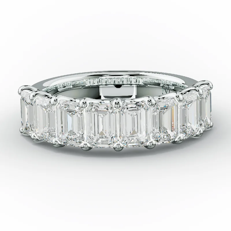 Custom Engagement Ring Set-3.0 Carat Emerald Cut Diamond Anniversary Band