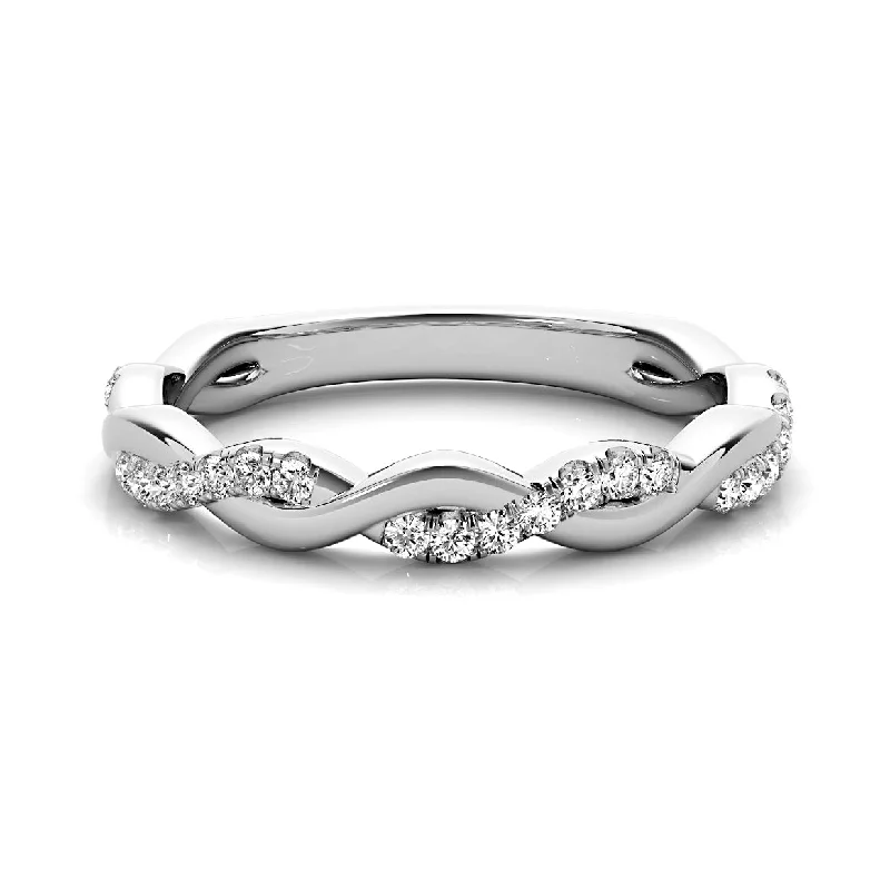 Silver Wedding Ring-Petite Infinity Round Diamond Ring