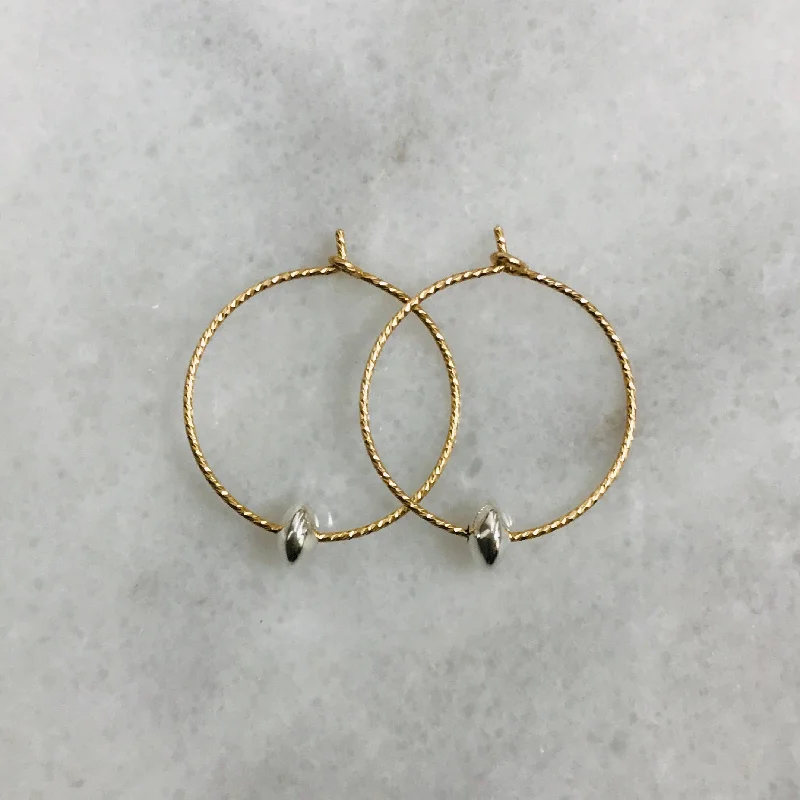 Trendy Gemstone Earrings-Gold Hoop Silver Roundel Earrings