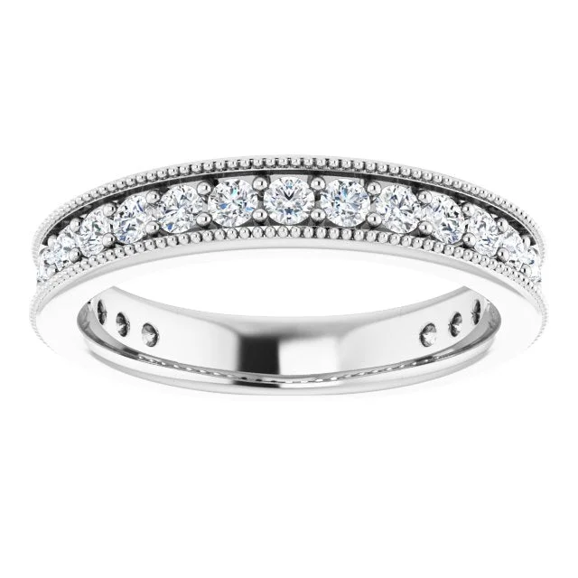 Men's Engagement Ring-0.75 ct. Round Cut Diamond Milgrain Accent Wedding Band