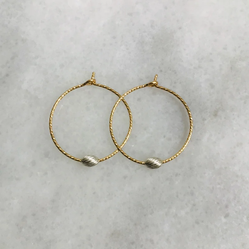 Artistic Pearl Earrings-Gold Hoop Silver Oval Earrings