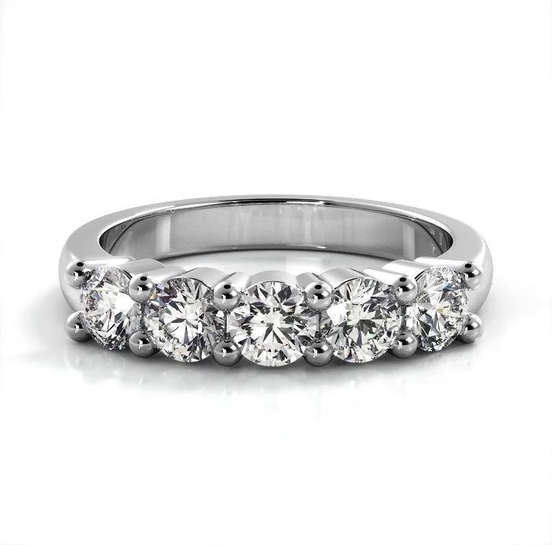 Promise Ring for Her-1.25 ct. Round Diamond Five Stone Wedding Band