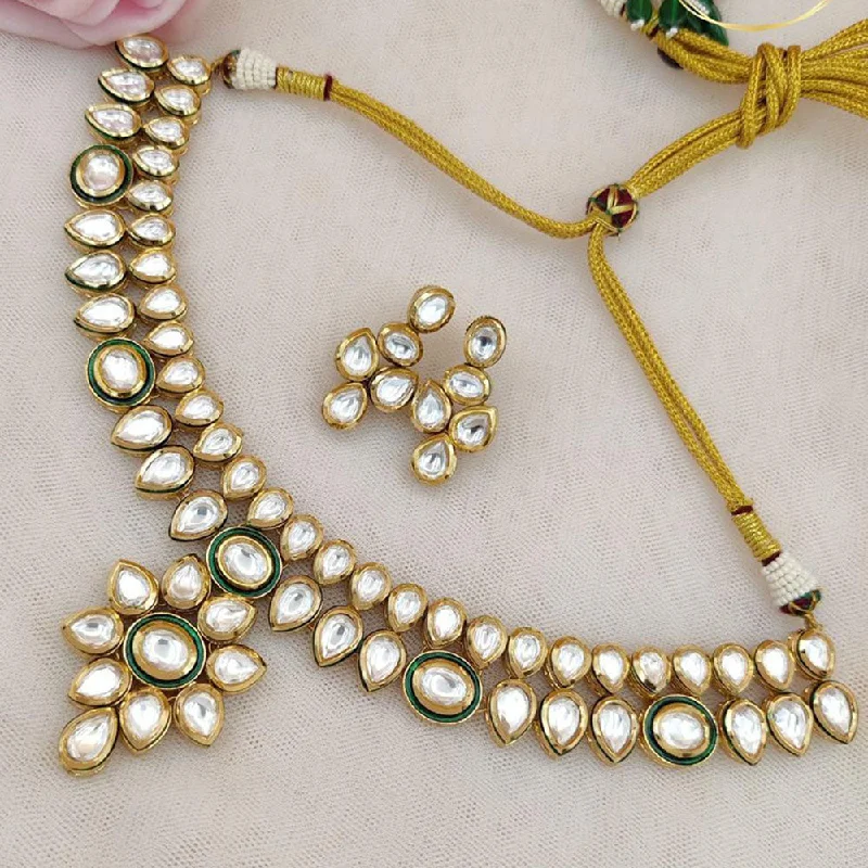 Customizable Necklace-Jewel Addiction Gold Plated Kundan Stone Necklace Set