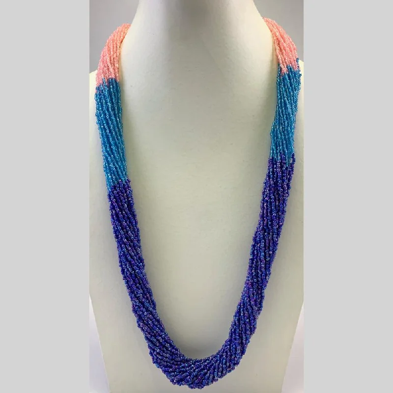 Lightweight Gold Necklace-Banaras Beads Multi Layer Long Necklace