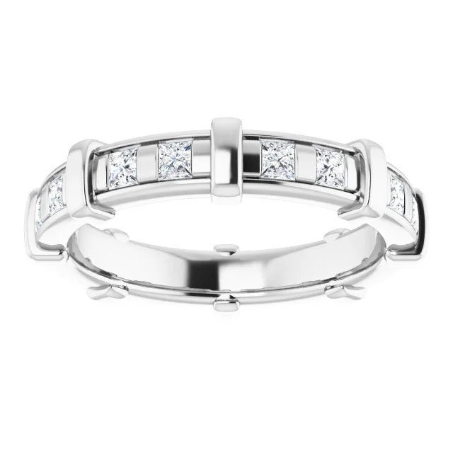 Custom Initial Ring-0.96 ct.  Princess Diamond Eternity Band