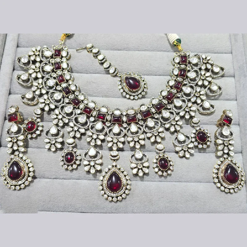 Unique Opal Necklace-JCM Gold Plated Polki Kundan Stone Necklace Set