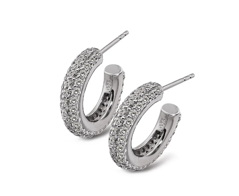 Edgy Silver Earrings-Unique & Co Sterling Silver Cubic Zirconia Stud Earrings