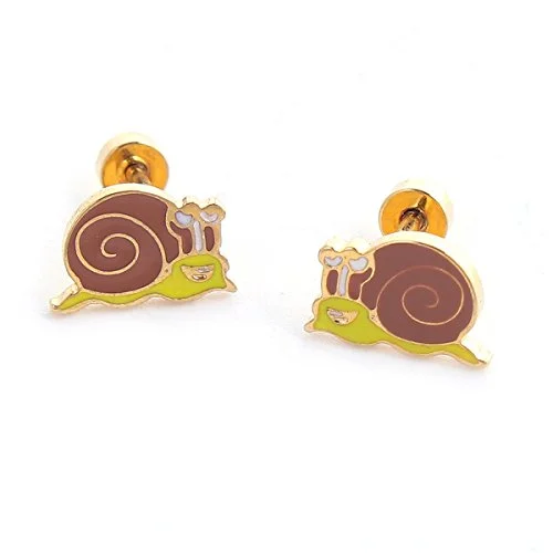 Classic Round Earrings-SEXY SPARKLES stainless steel Snail stud earrings for girls teens women Hypoallergenic jewelry