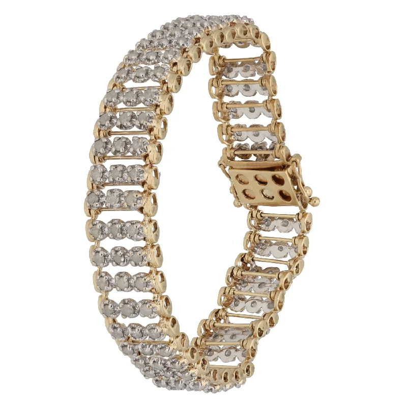 Pearl Bead Bracelets-9ct Gold 4.92ct Diamond Fancy Stone Set Bracelet