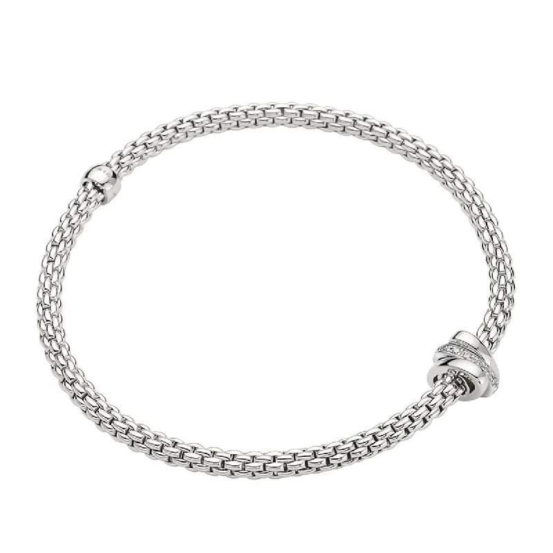 Sparkling Tennis Bracelets-Prima 18ct White Gold Bracelet With Diamond Set And Plain Rondels