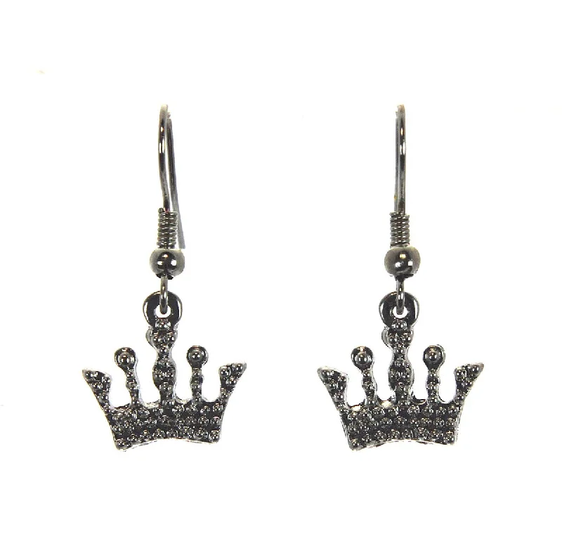 Cute Animal Earrings-Crown Earrings Silver